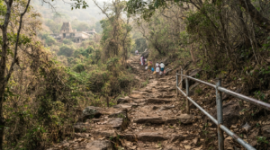 Ahobilam temple steps on a forest trekking route in the Nallamala hills
