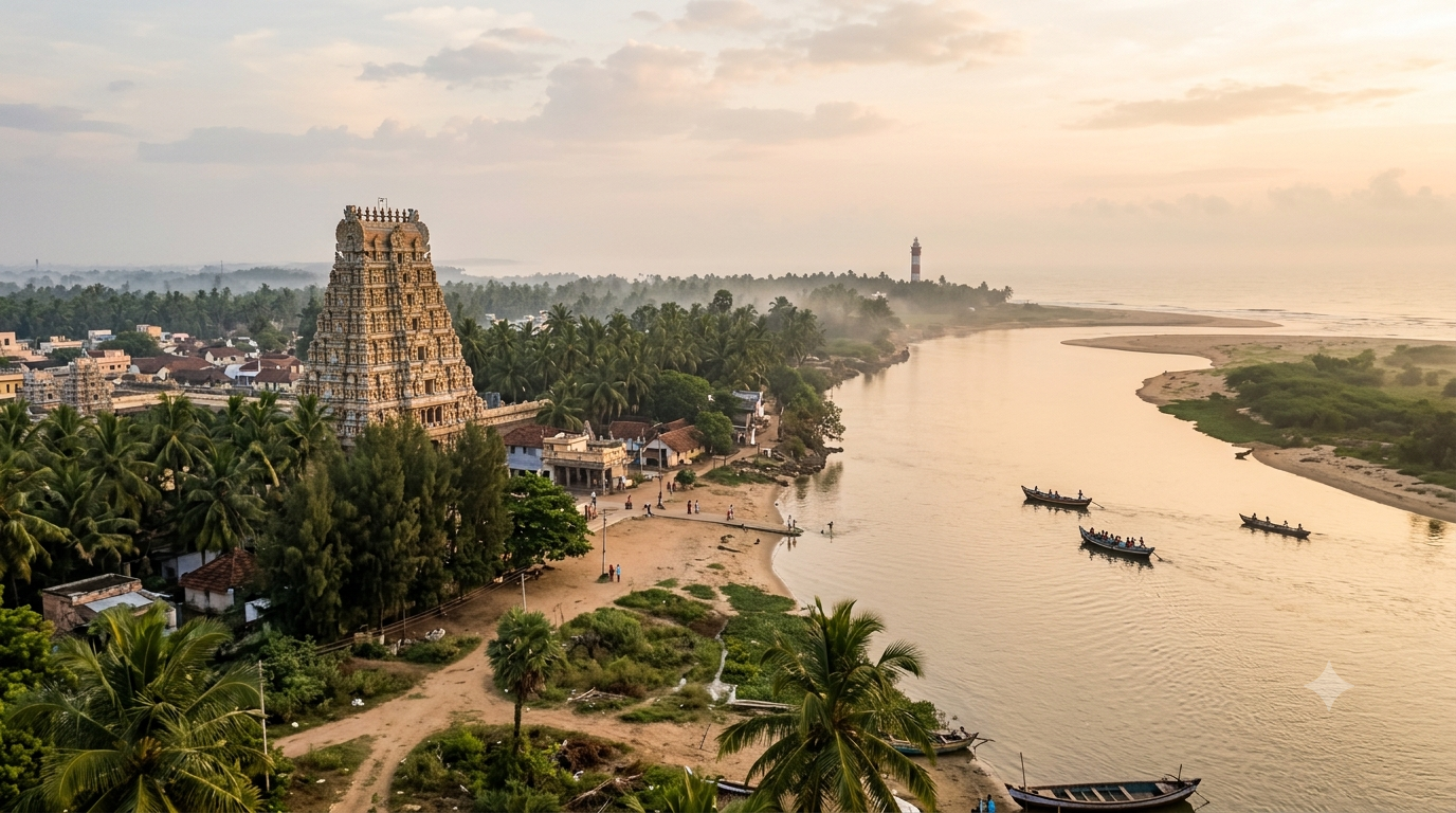 Antarvedi Narasimha Swamy temple near the Godavari and Bay of Bengal confluence