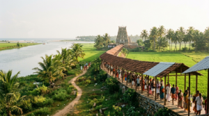 Antarvedi temple timings guide – devotees at the Lakshmi Narasimha Swamy shrine near the Godavari confluence