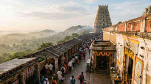 Dwaraka Tirumala travel guide – pilgrims in the morning darshan queue at Chinna Tirupati