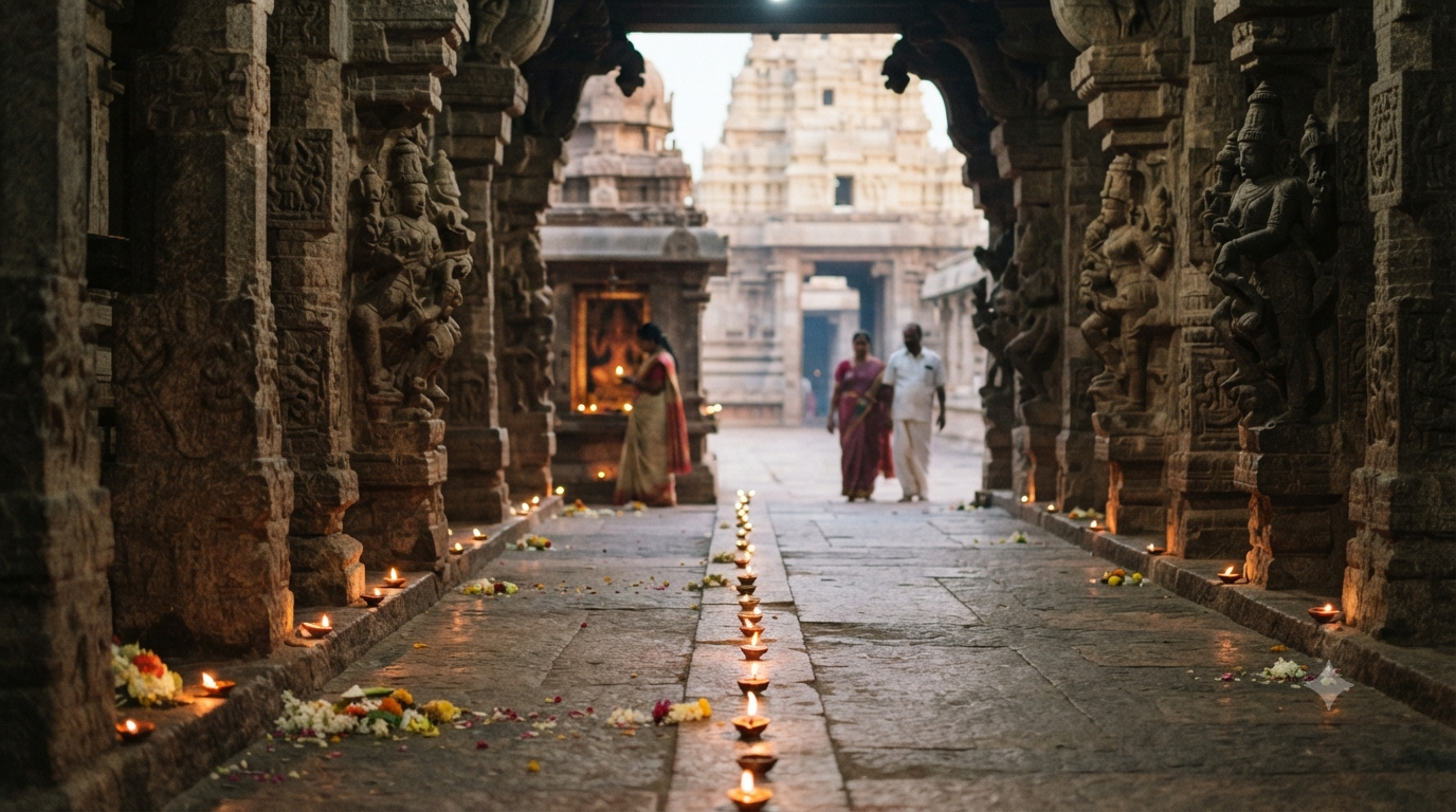 Kanchi Kamakshi Temple significance with sacred South Indian temple atmosphere
