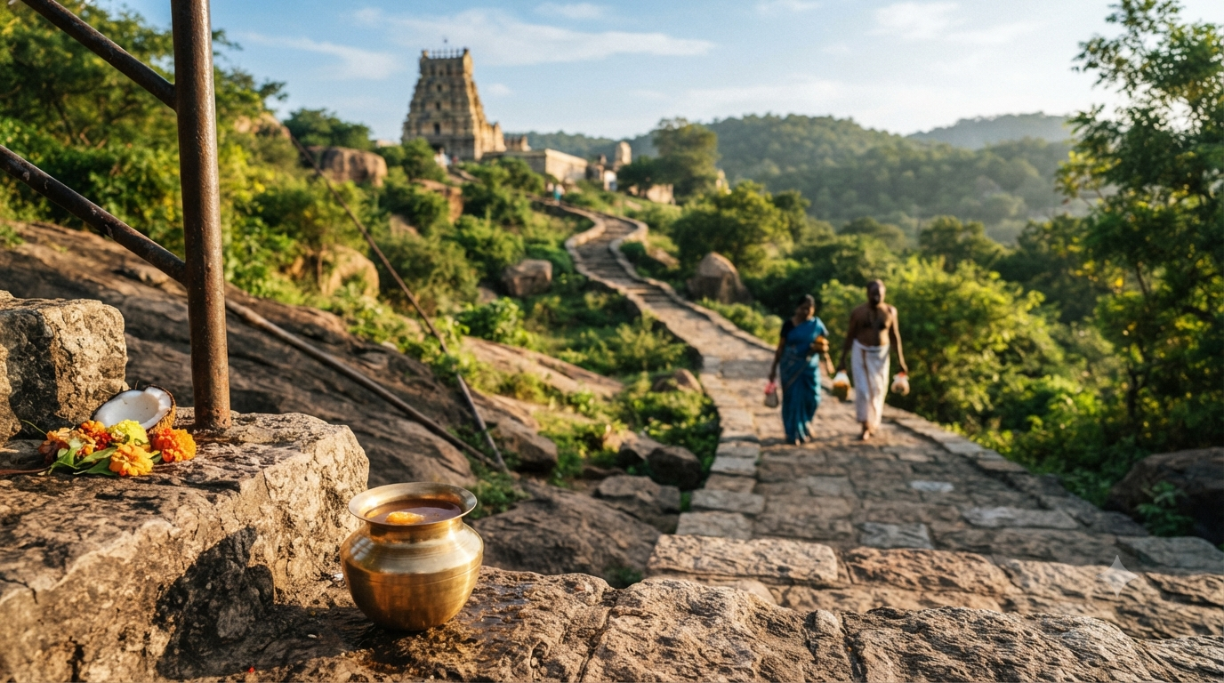Panakala Swamy Temple morning pilgrimage in Mangalagiri