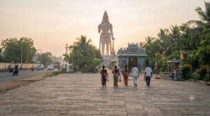 Paritala Anjaneya temple timings guide with pilgrims arriving for morning darshan
