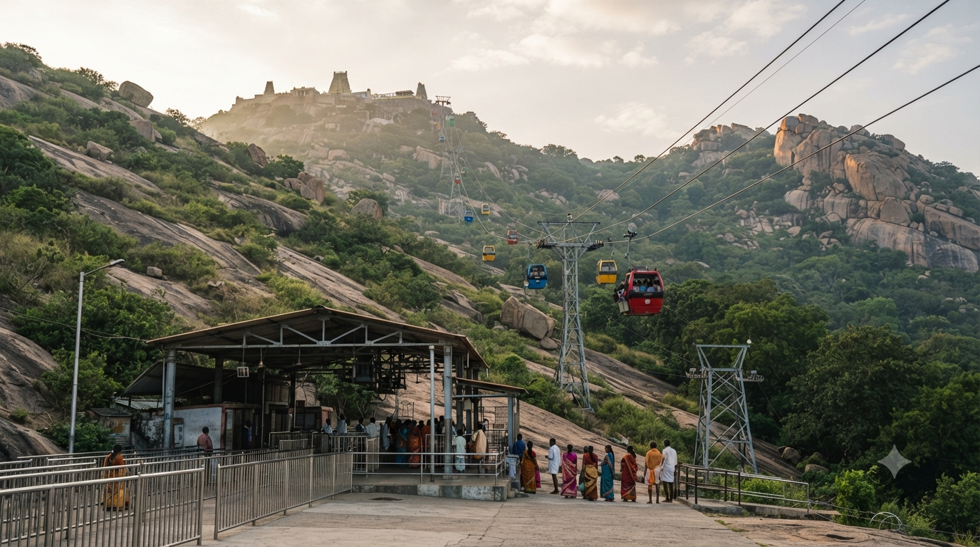 Sholingur Temple Rope Car on the Periya Malai hill route