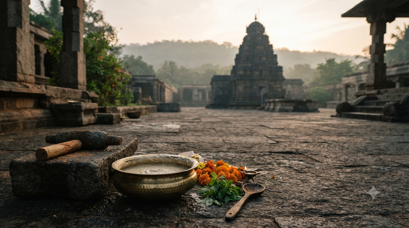Significance of Simhachalam Chandanotsavam: sandalwood paste and brass vessels prepared at dawn