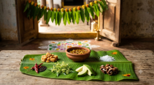 Significance of Ugadi festival shown through Ugadi Pachadi, neem flowers and mango torana