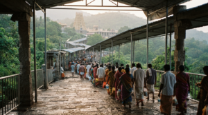 Simhachalam Temple Darshan Timings with pilgrims during morning darshan