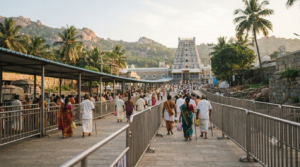 Srinivasa Mangapuram Temple pilgrims in a darshan queue near Tirupati