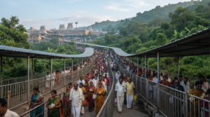Tirumala Sarva Darshan timings with pilgrims waiting in the free darshan queue