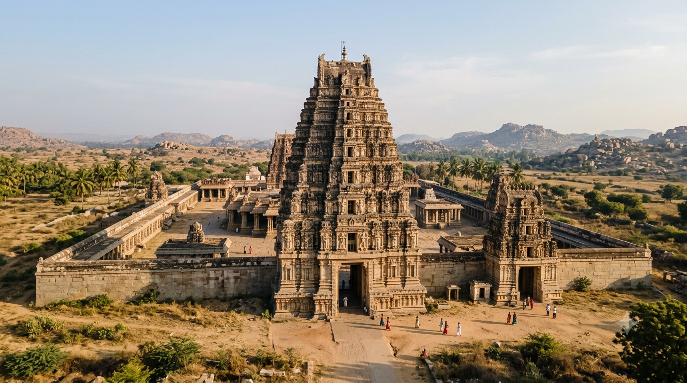 Vontimitta temple history: tiered Vijayanagara gopuram of the Kodandarama Swamy shrine
