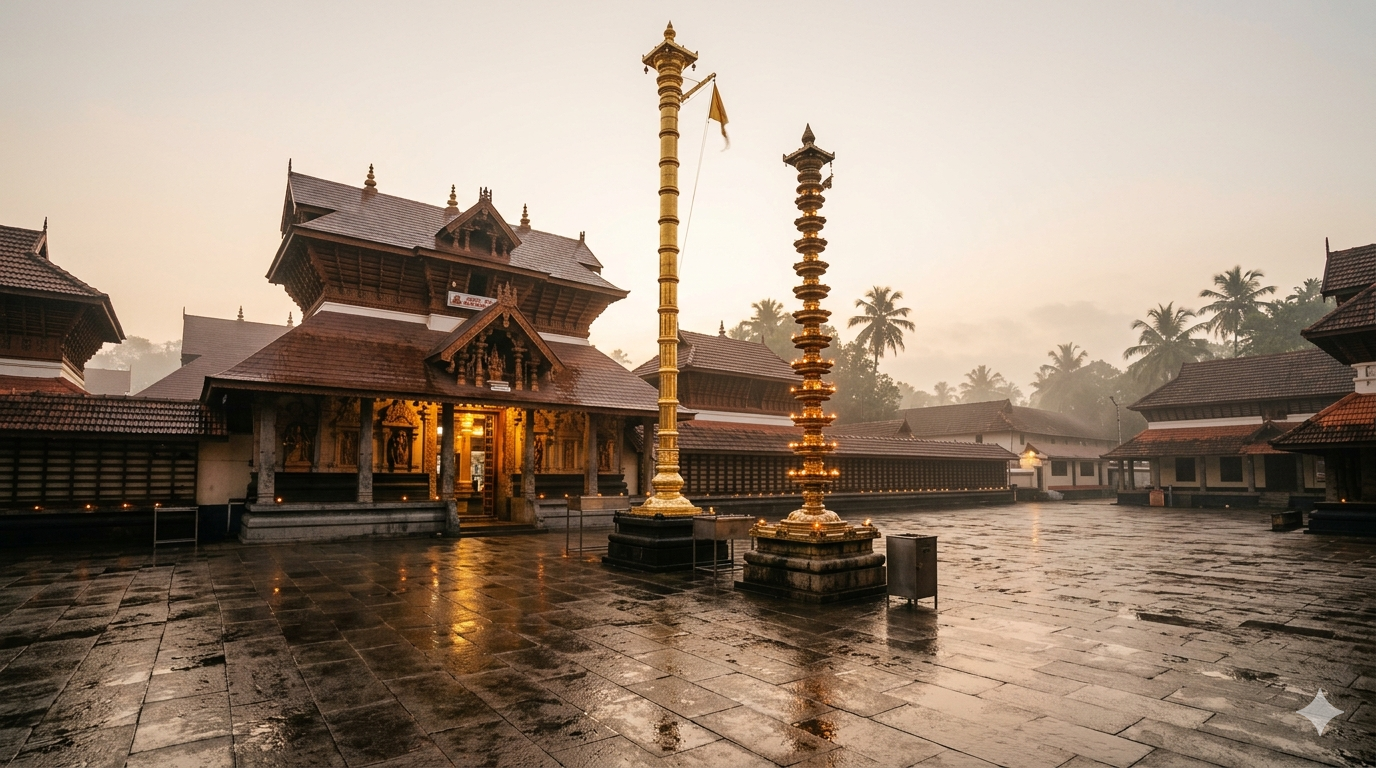 Guruvayur special darshan booking - Guruvayur Sree Krishna temple gopuram at dawn