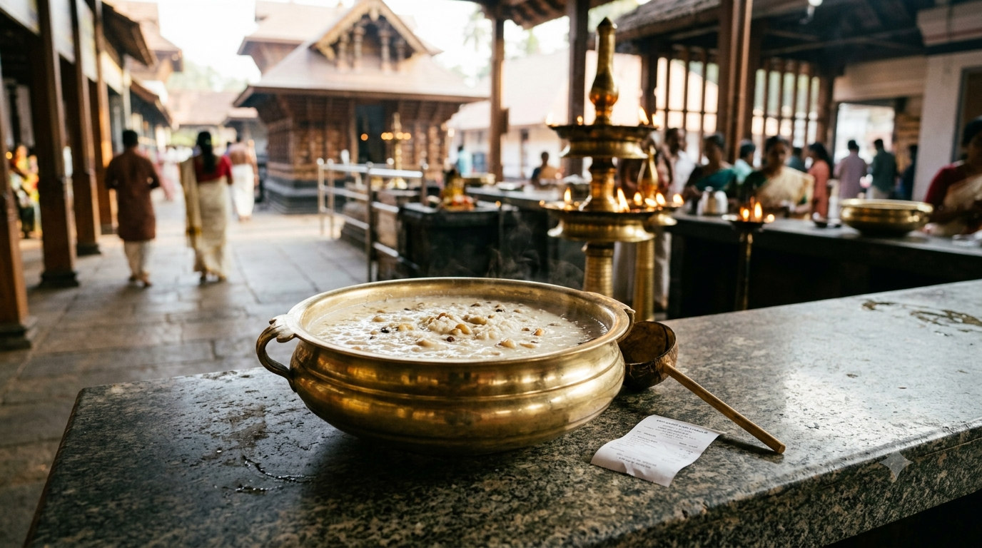 Guruvayur palpayasam booking guide with payasam prasadam and temple receipt