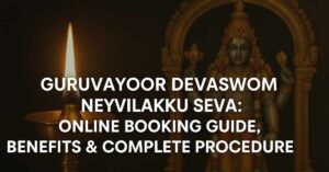 Guruvayoor Devaswom Neyvilakku Seva lamp with Guruvayurappan deity in background