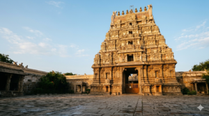 Kamakshi Temple seva booking counter and gopuram at Kanchi Kamakshi Amman Temple, Kanchipuram