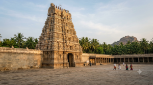 Varadaraja Perumal Temple timings guide – tall Kanchipuram gopuram in morning light