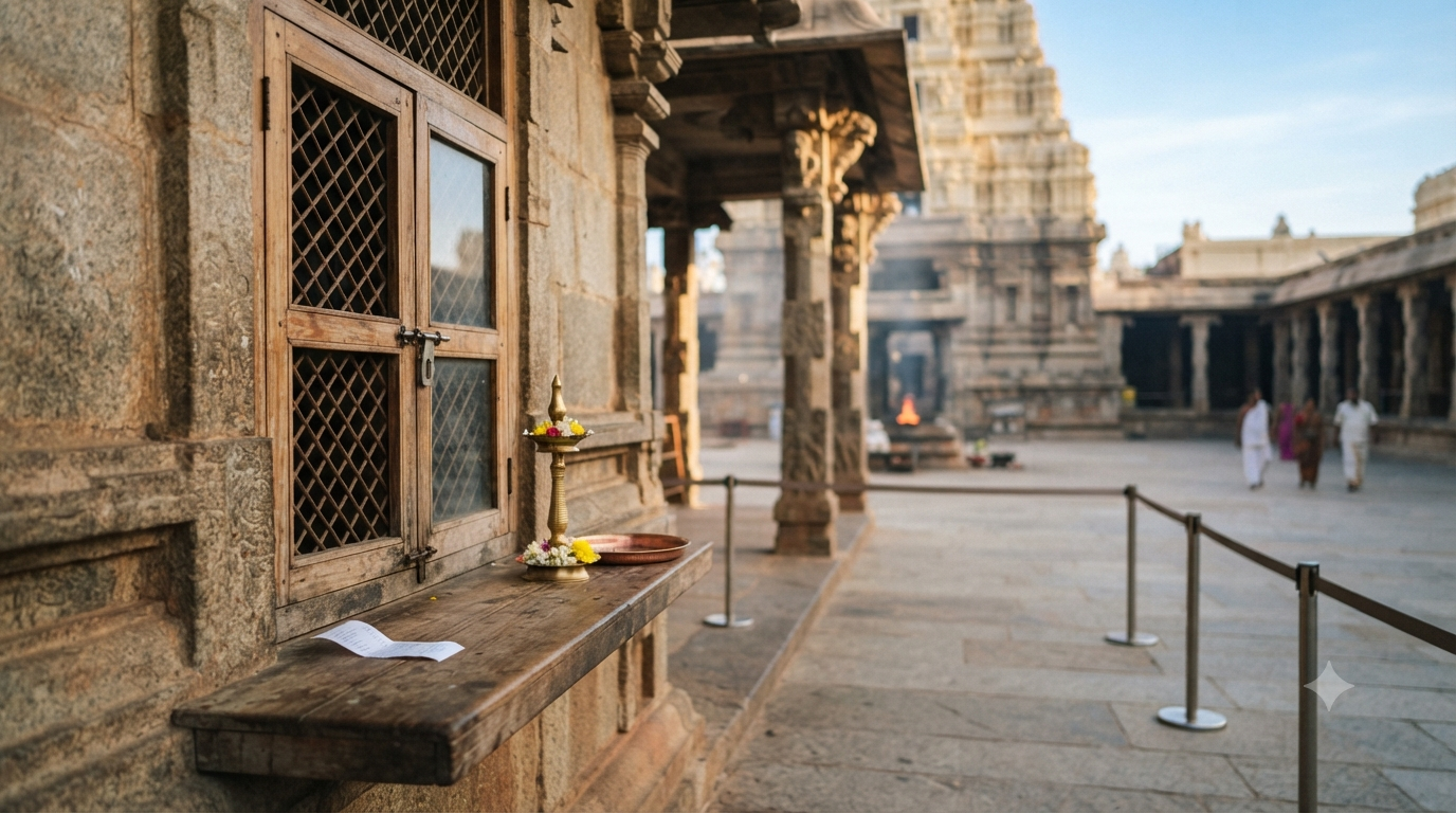 Alampur Jogulamba Chandi homam verification at a temple seva counter