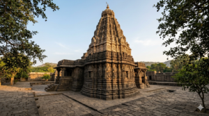 Grishneshwar Temple seva list shrine — carved Hemadpanthi tower at Verul near Ellora