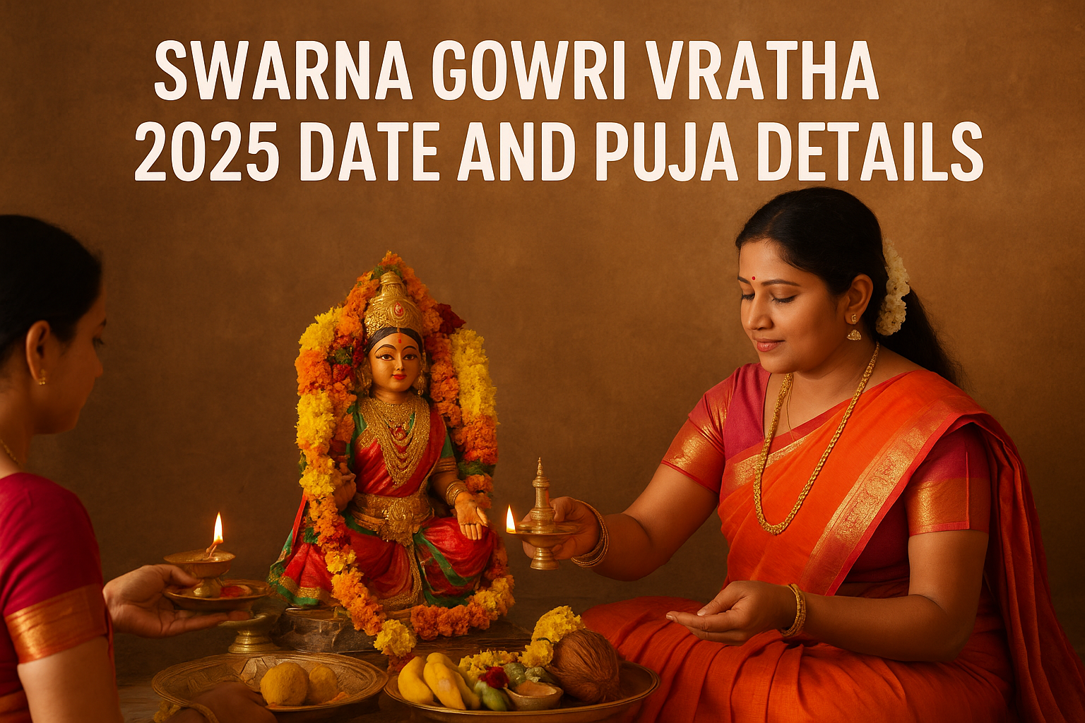 Swarna Gowri Vratha 2025 Date Puja with Goddess Gowri idol and Bagina exchange