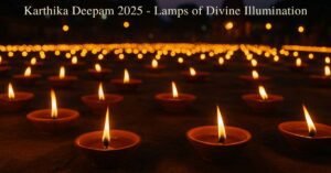 Karthika Deepam festival lamps glowing in evening light