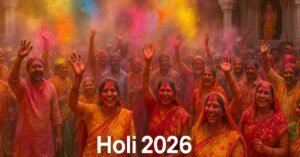 Holi 2026 festival of colors in temple celebration