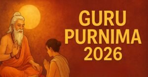 Guru Purnima 2026 – Guru blessing disciple under full moon during the sacred Guru-Shishya tradition.