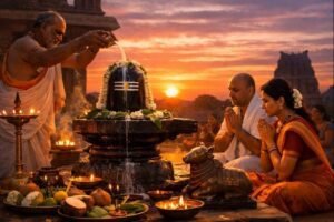 Importance Pradosha Shiva Pooja at sunset devotional scene