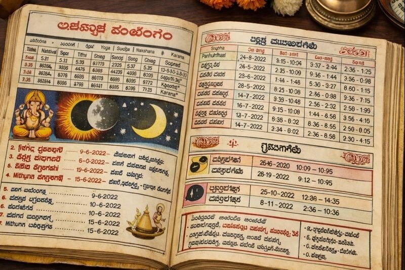 Ontikoppal Panchangam 2022 detailed page view with festival dates