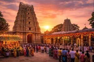 Vontimitta Temple Seetha Rama view with festival and temple architecture
