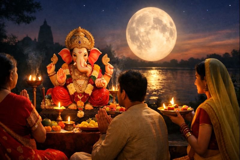2022 Sankashti Chaturthi Vrat moonrise and Ganesha worship