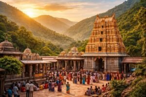 Ahobilam Narasimha Swamy Temple sunrise view.