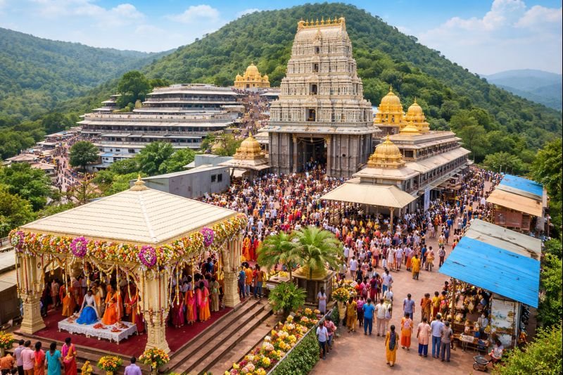 Dwaraka Tirumala Marriage Online booking scene at temple