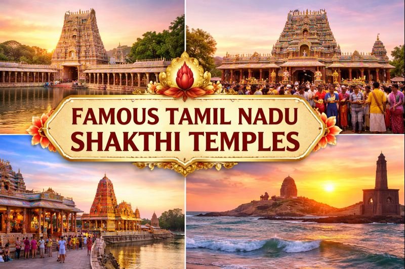 Famous Tamil Nadu Shakthi Temples pilgrimage collage