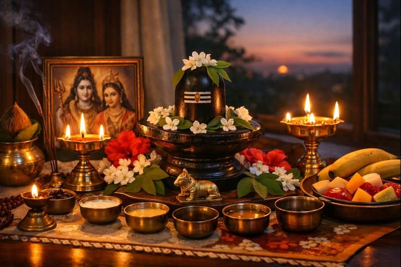 How to perform pradosha pooja at home with altar setup and offerings