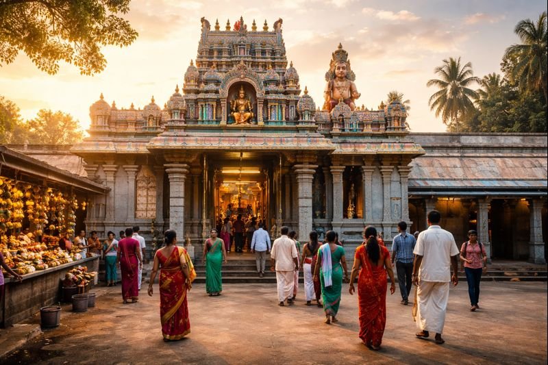 mulbagal anjaneya swamy temple timings darshan details with devotees entering temple