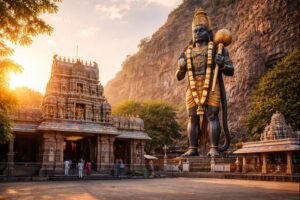 Namakkal Hanuman Temple Timings guide with temple and idol in morning light