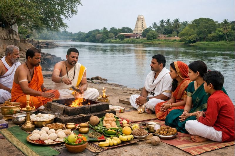Narayana Bali Pooja Srirangapatna ritual at river Kaveri