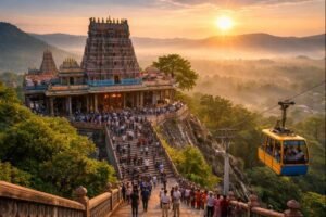 Pooja List Procedure Palani guide with temple view