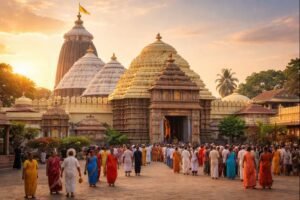 Puri Jagannath Temple Timings view of temple entrance at sunrise