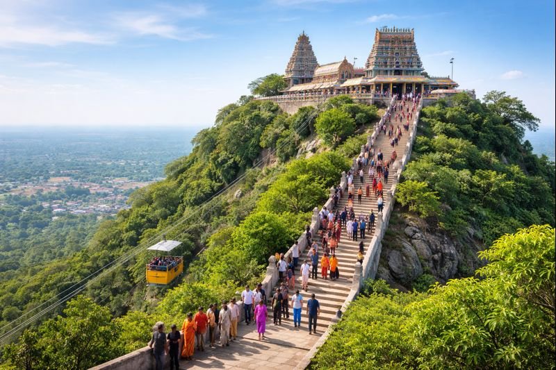 Sholinghur Narasimha Swamy Temple timings with hill climb and rope car.
