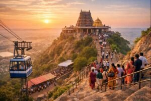 "Sholingur Anjaneyar Temple timings and hilltop view"