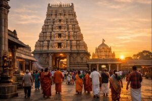 significance of kanchi kamakshi temple and pooja timings with temple sunrise view