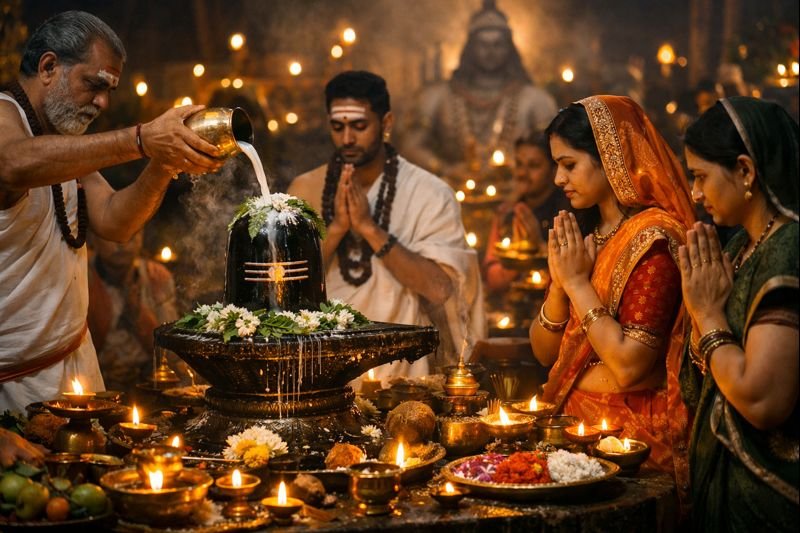 Significance Masa Shivaratri Pooja rituals at a temple