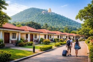 Simhachalam Cottages Online Booking scene with cottages near temple hill