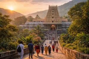 simhachalam temple darshan timings with sunrise and pilgrims