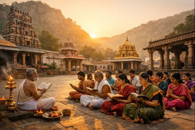 Sri Ahobila Narasimha Stotram devotional chanting scene