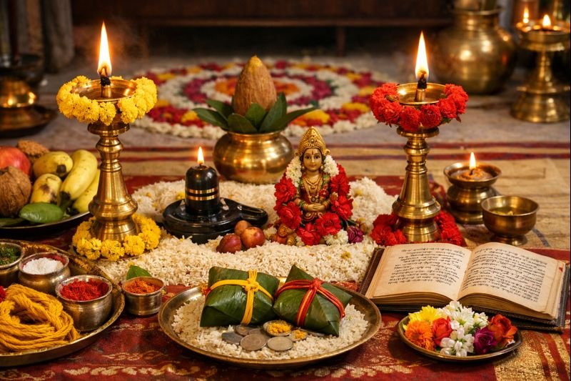 Sri Jyothirbheemeshwara Vratam Pooja Vidhanam Telugu PDF Download ritual setup