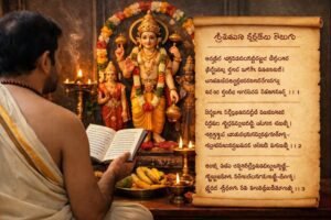 Sri Vamana Stotram Telugu lyrics and prayer scene