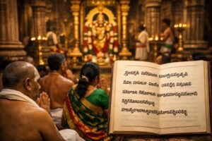 Srinivasa Gadyam Telugu Lyrics devotional hymn and devotees praying
