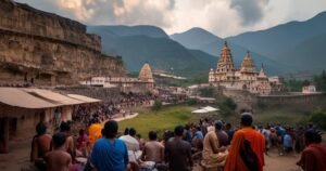 Srisailam Room Booking Near Temple view and booking scene