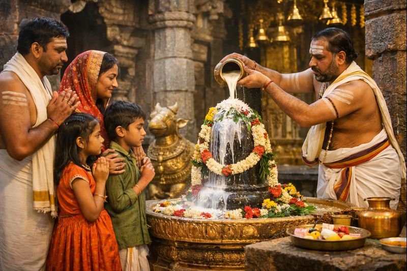 Srisailam Temple Abhishekam ritual at Mallikarjuna Swamy Temple